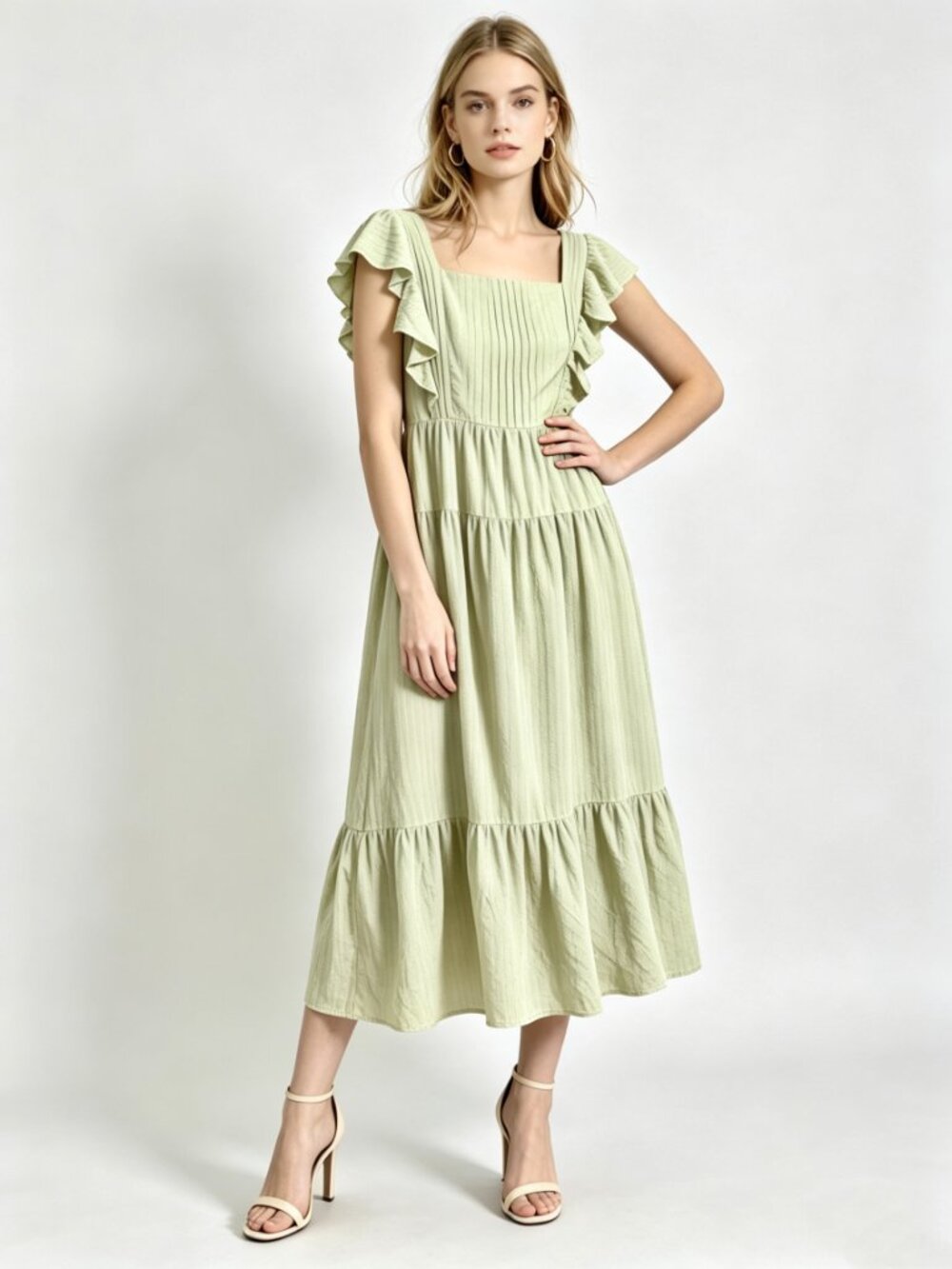 NWT Elliatt Women's Green Ruffle Maxi Dress Size XL - Picture 1 of 9